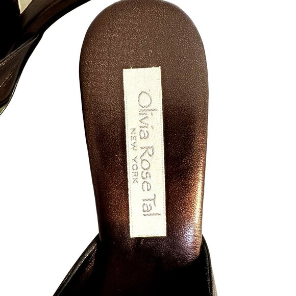 Olivia Rose Tal Marseilles Lace Leather Multi Stripe Twist Mule Heels Pointed To - Picture 3 of 11